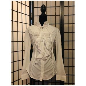 Ruffled long sleeve blouse.